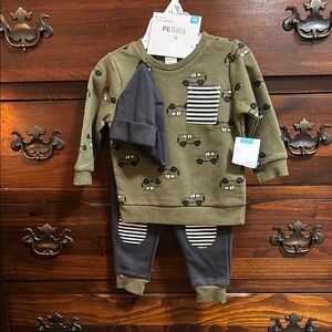 Olive and Gray Kids Matching Set